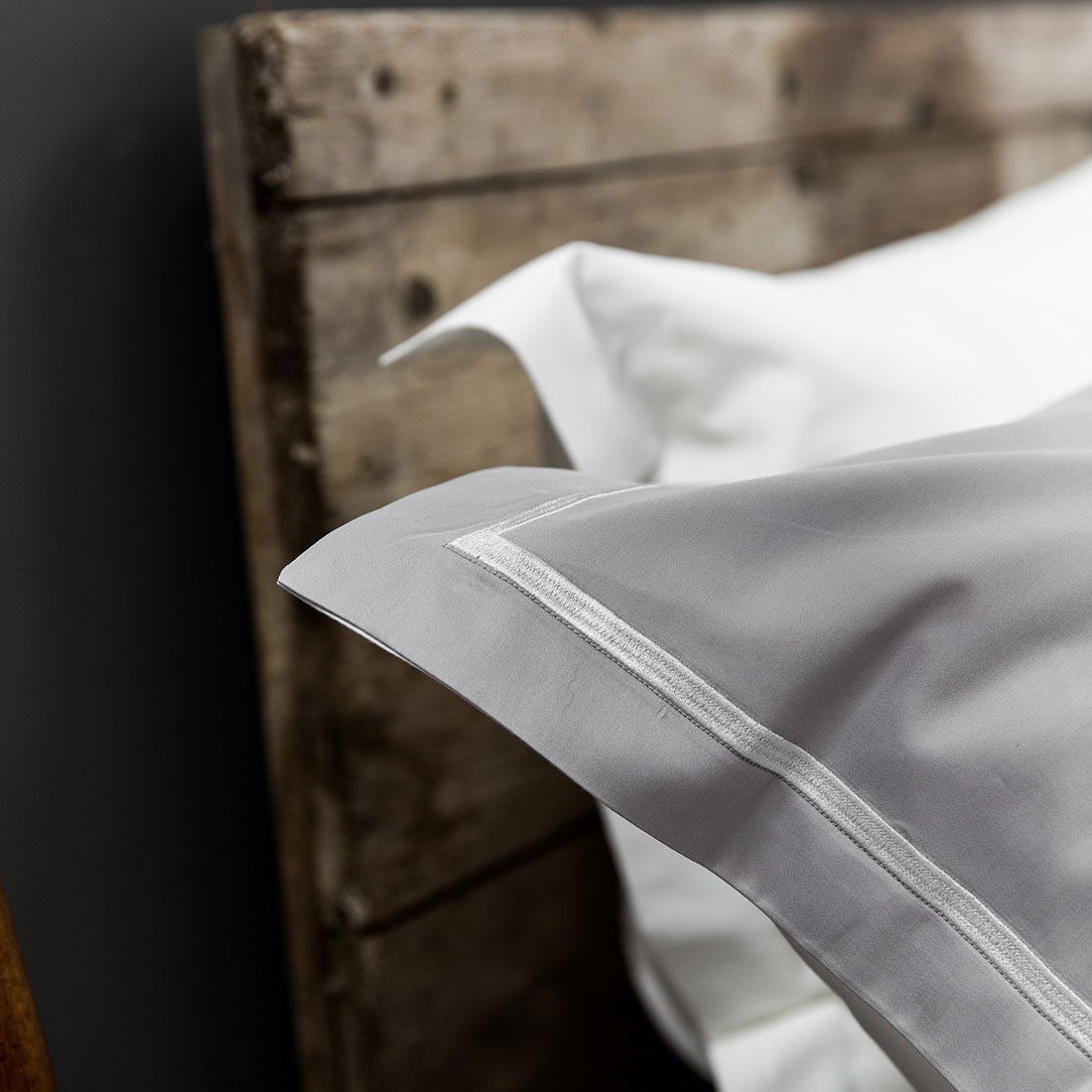 Silver Grey Cross Border Pillow Cases from Sleep Naked by Beaumont & Brown