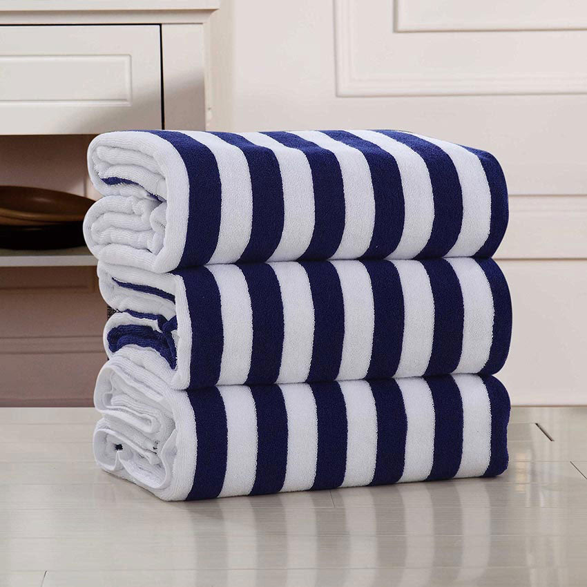 Stripe Cotton Cool Blue Beach Towels from Sleep Naked by Beaumont & Brown