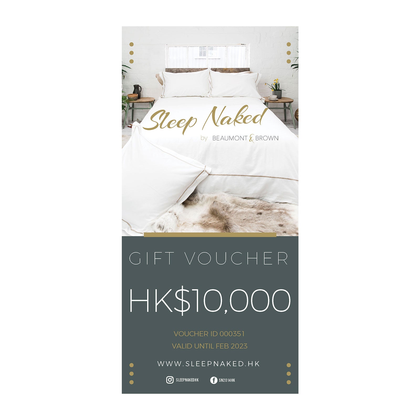 HK$10,000 Sleep Naked Gift Voucher