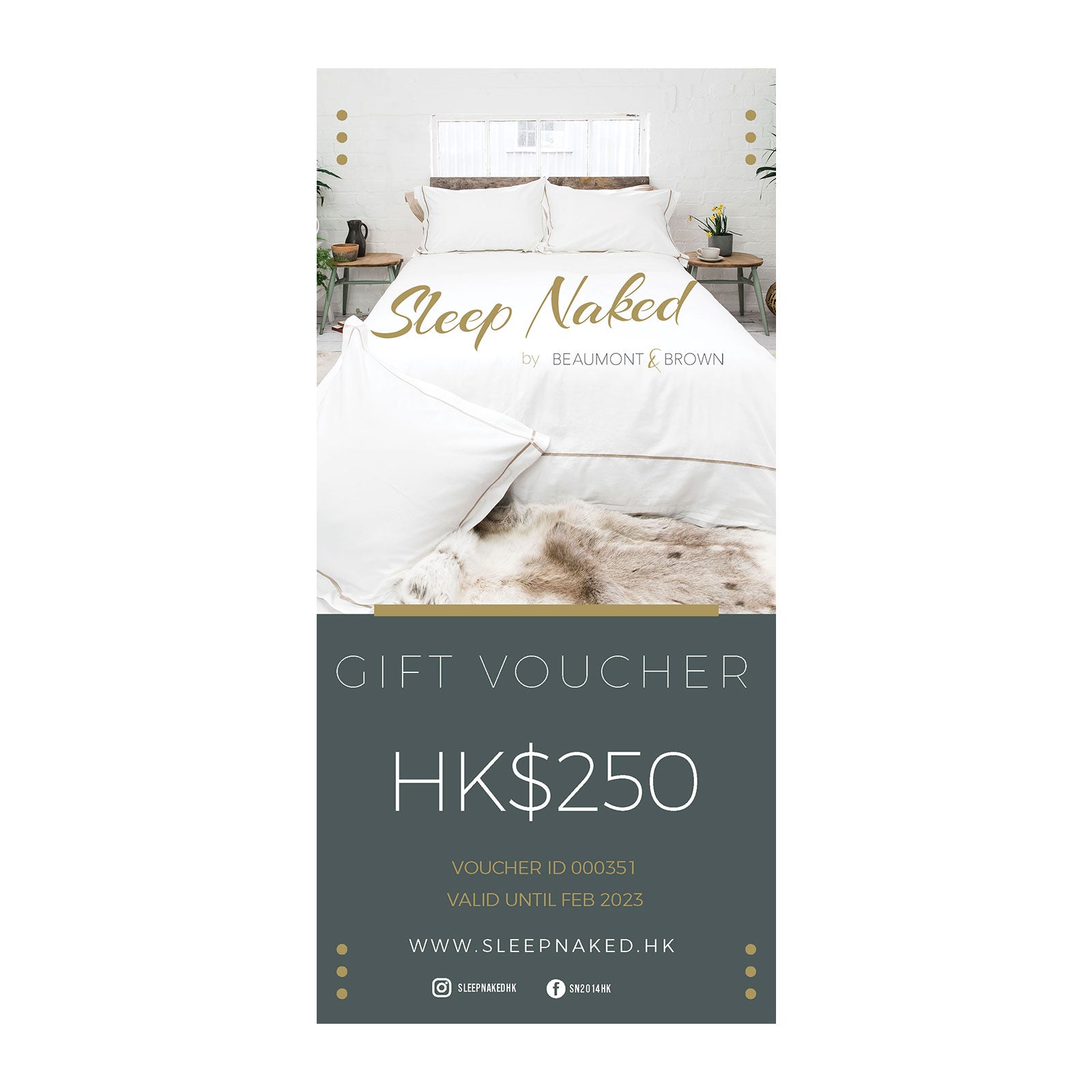 HK$250 Sleep Naked Gift Voucher