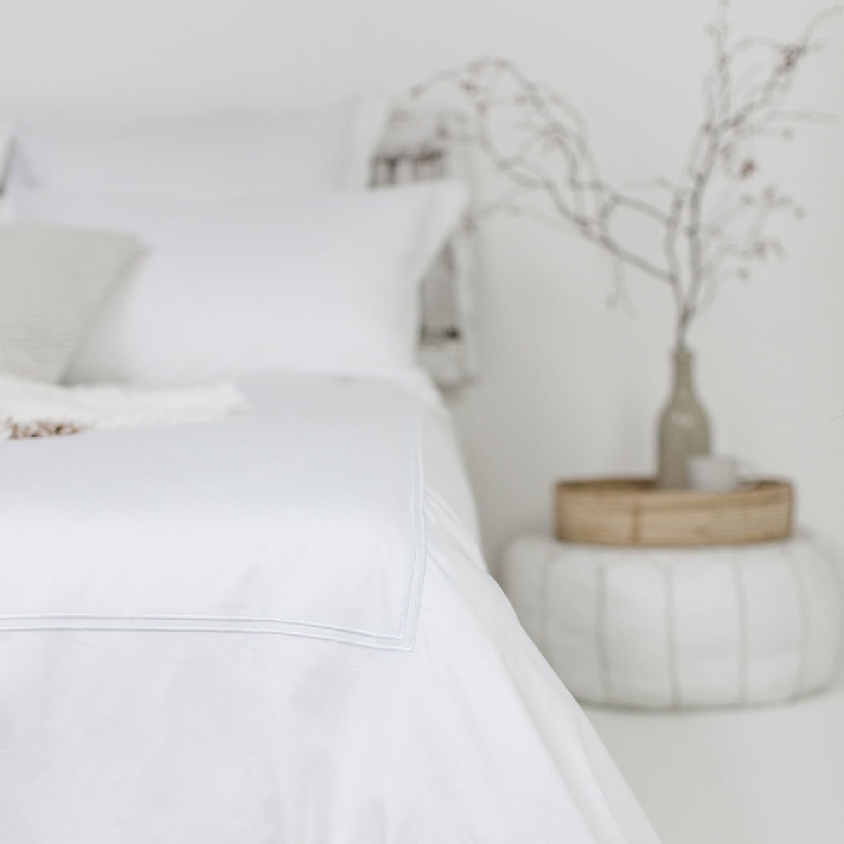White 2 Row Cord Duvet Cover from Sleep Naked by Beaumont & Brown