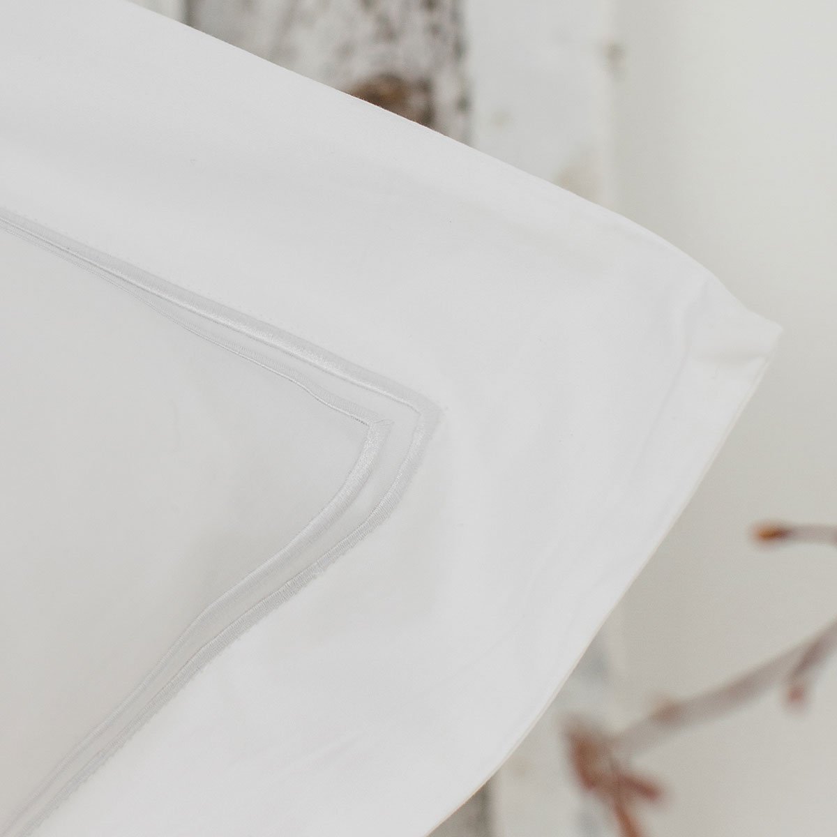 White 2 Row Corded Pillowcases from Sleep Naked by Beaumont & Brown